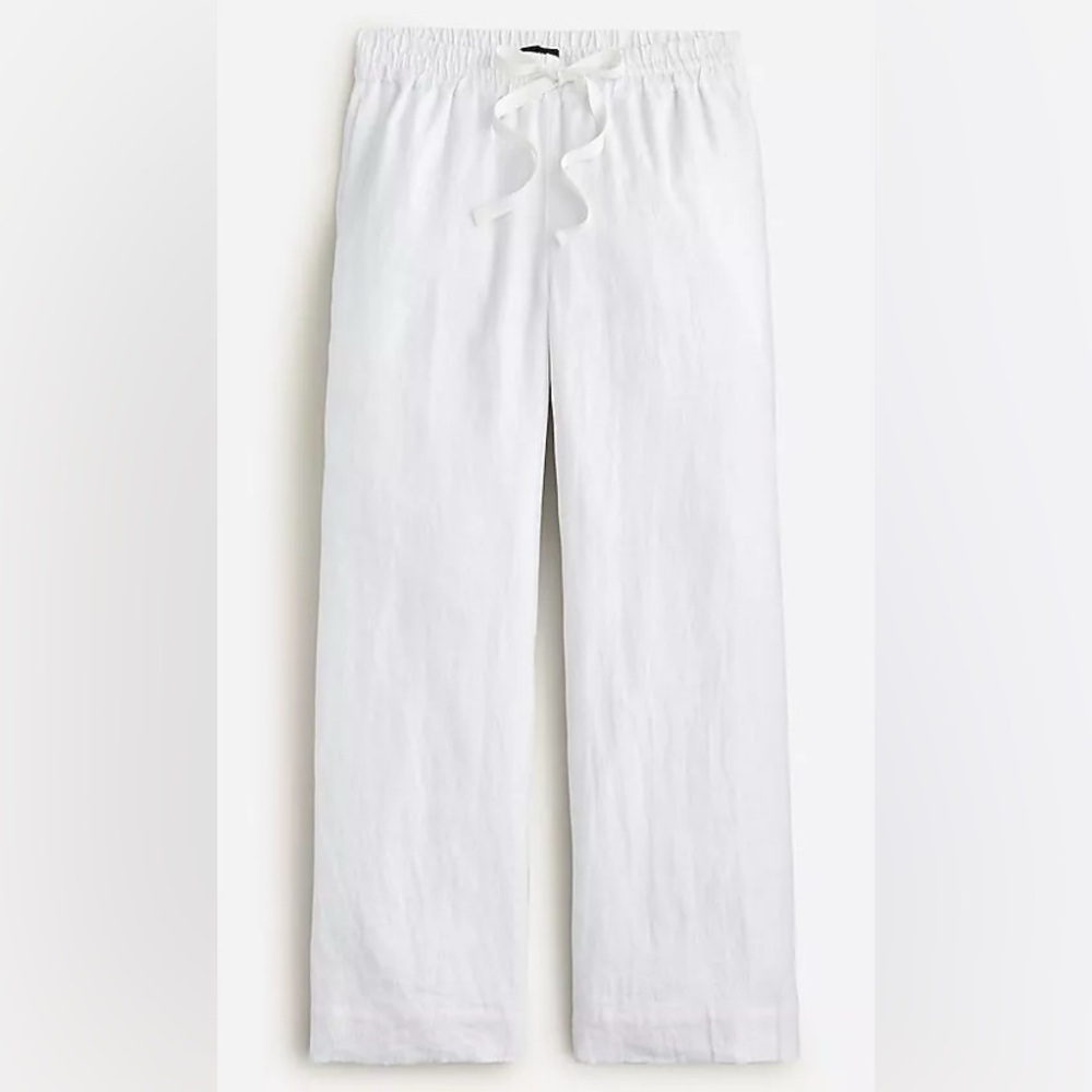 NWT J. Crew Wide Leg Seaside Linen Pant White Size Large